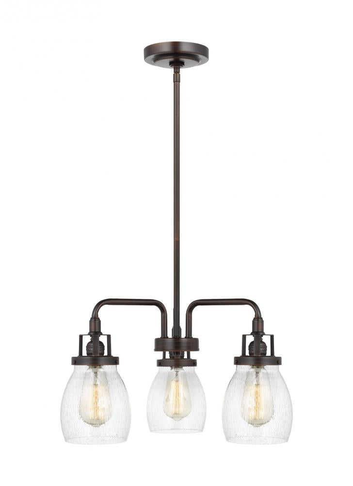 Belton transitional 3-light indoor dimmable ceiling chandelier pendant light in bronze finish with c
