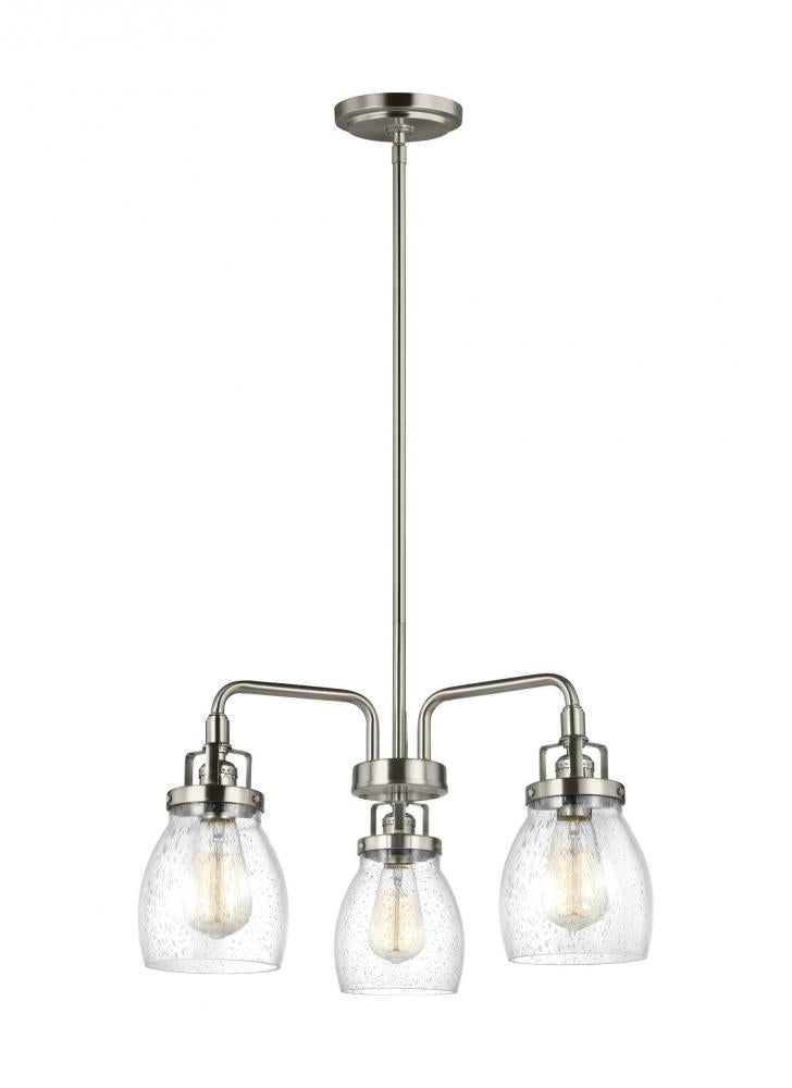 Belton transitional 3-light indoor dimmable ceiling chandelier pendant light in brushed nickel silve