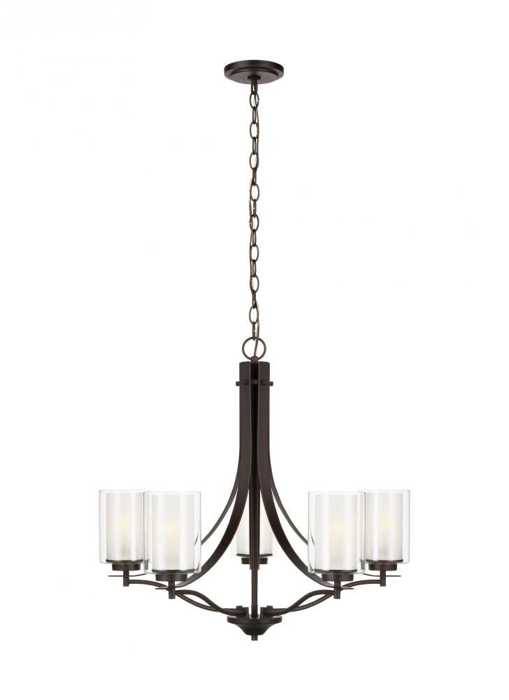 Elmwood Park traditional 5-light indoor dimmable ceiling chandelier pendant light in bronze finish w