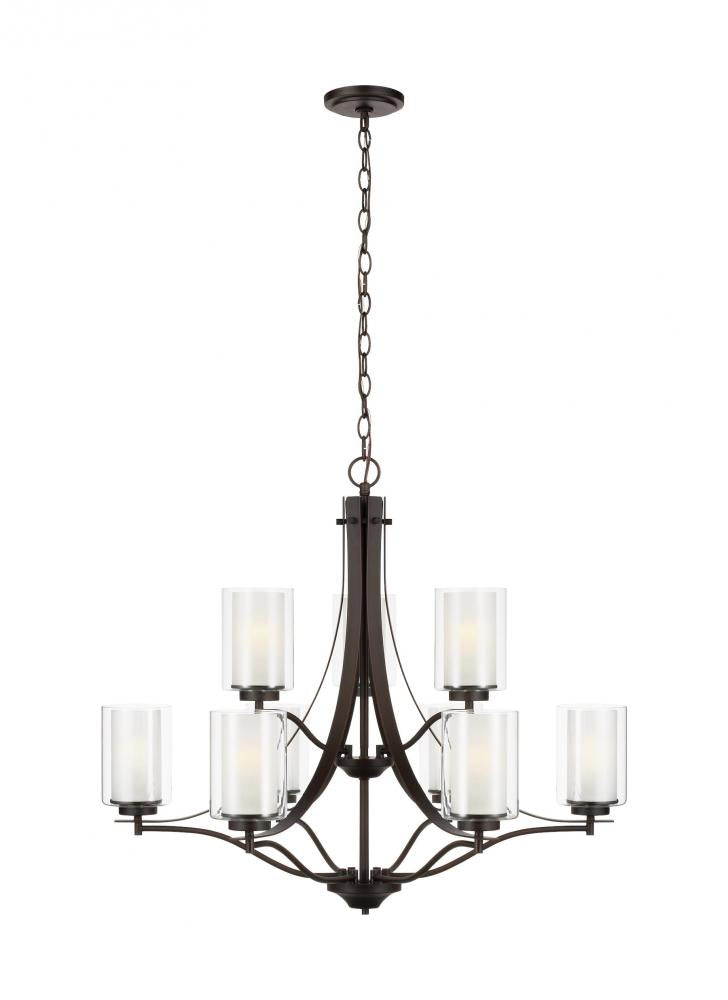 Elmwood Park traditional 9-light indoor dimmable ceiling chandelier pendant light in bronze finish w