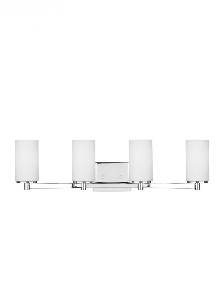 Hettinger transitional 4-light indoor dimmable bath vanity wall sconce in chrome silver finish with