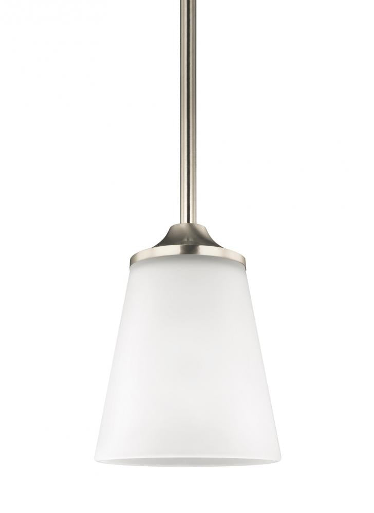 Hanford traditional 1-light LED indoor dimmable ceiling hanging single pendant light in brushed nick