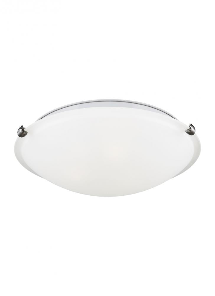 Clip Ceiling transitional 2-light LED large indoor dimmable flush mount in brushed nickel silver fin