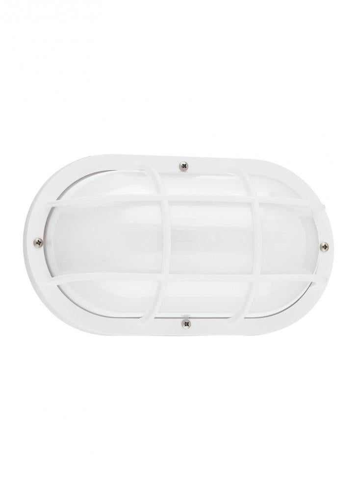 Bayside traditional 1-light LED outdoor exterior wall lantern sconce in white finish with polycarbon