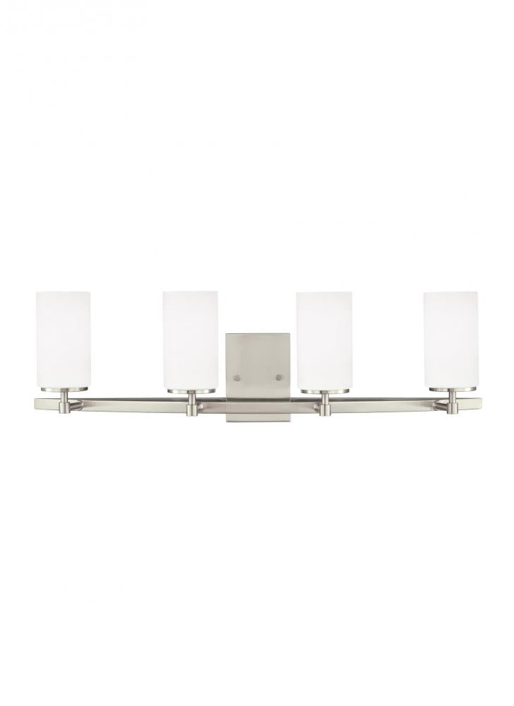 Alturas contemporary 4-light LED indoor dimmable bath vanity wall sconce in brushed nickel silver fi