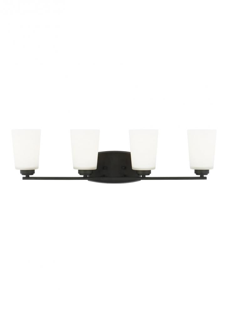 Franport transitional 4-light indoor dimmable bath vanity wall sconce in midnight black finish with
