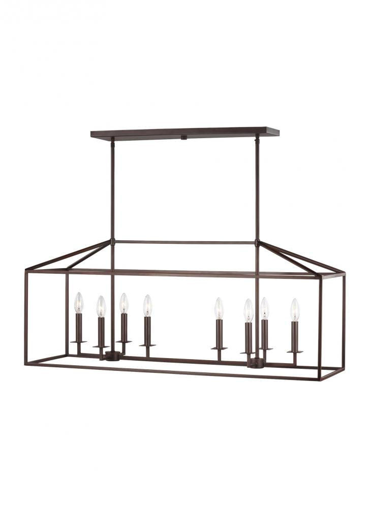 Perryton transitional 8-light indoor dimmable linear ceiling chandelier pendant light in bronze fini