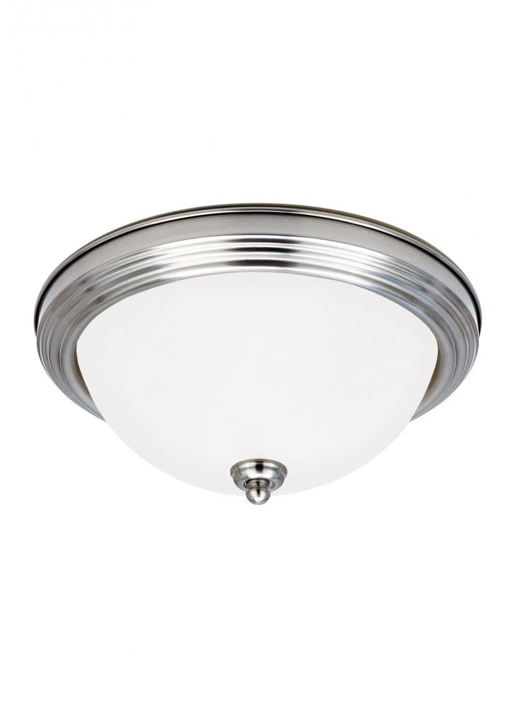 Geary transitional 3-light LED indoor dimmable ceiling flush mount fixture in brushed nickel silver