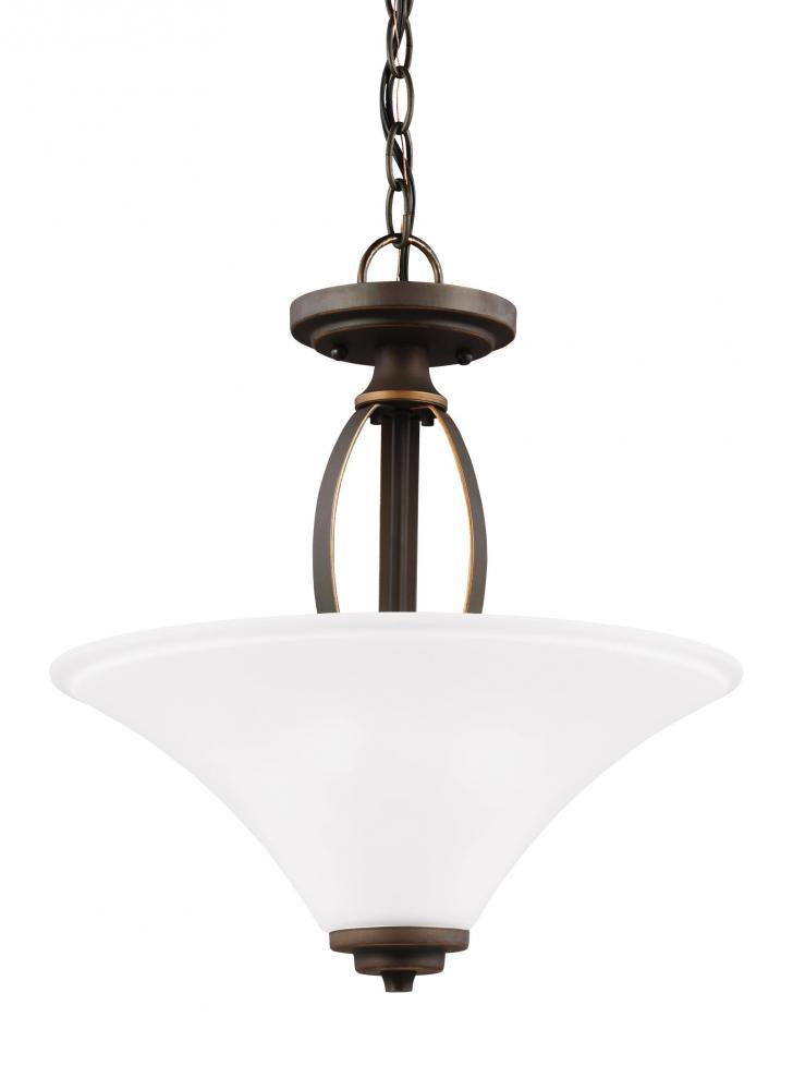 Metcalf Two Light Semi-Flush Convertible Pendant