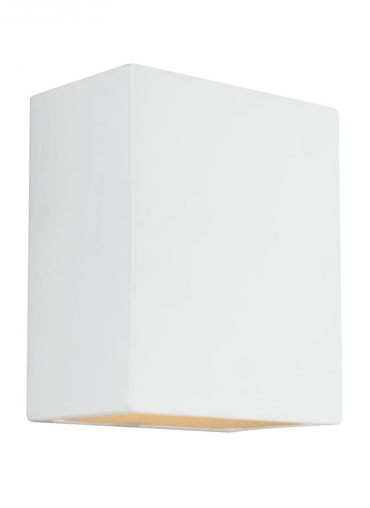 Paintable Ceramic Sconces transitional 1-light outdoor exterior Dark Sky compliant square wall lante