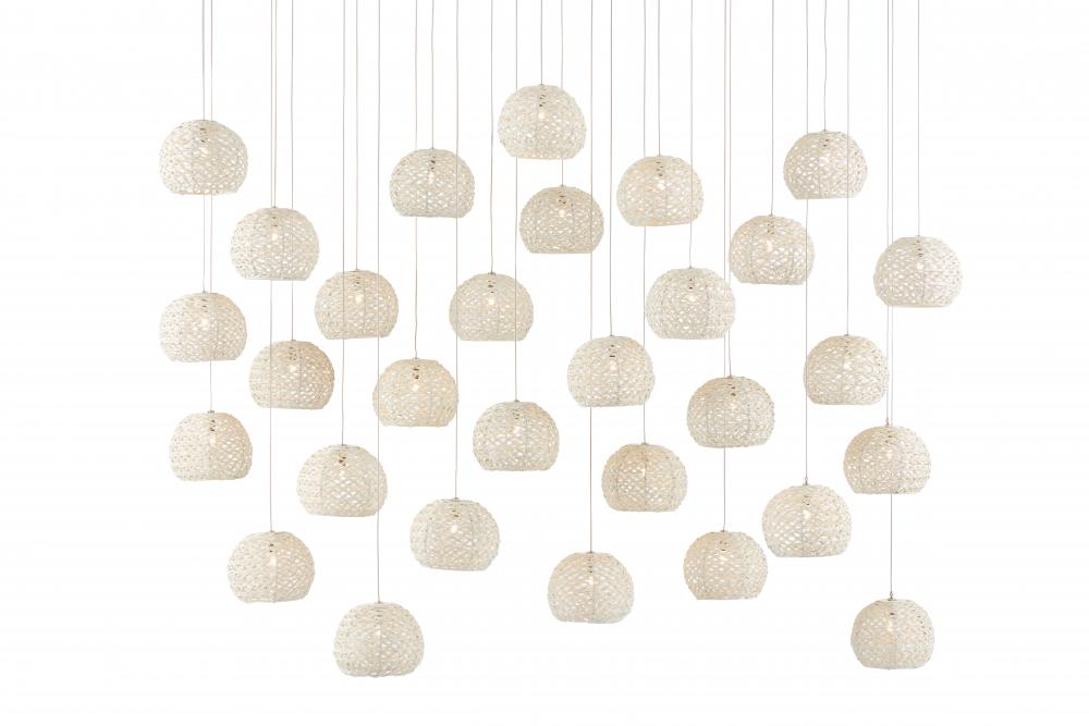 Piero White 30-Light Linear Multi-Drop Pendant