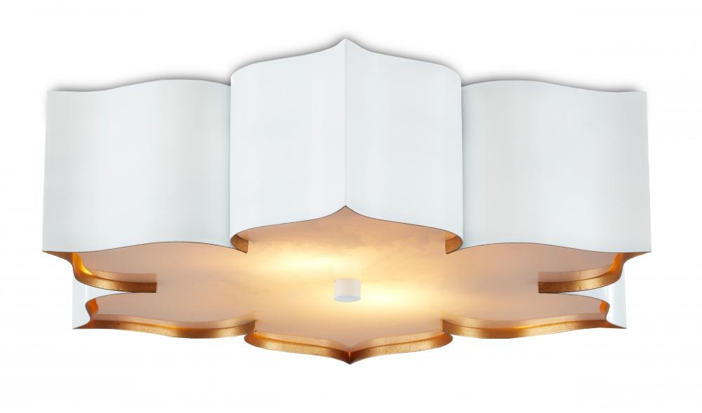 Grand Lotus White Flush Mount